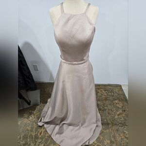 Mori Lee Satin Halter Maxi Dress